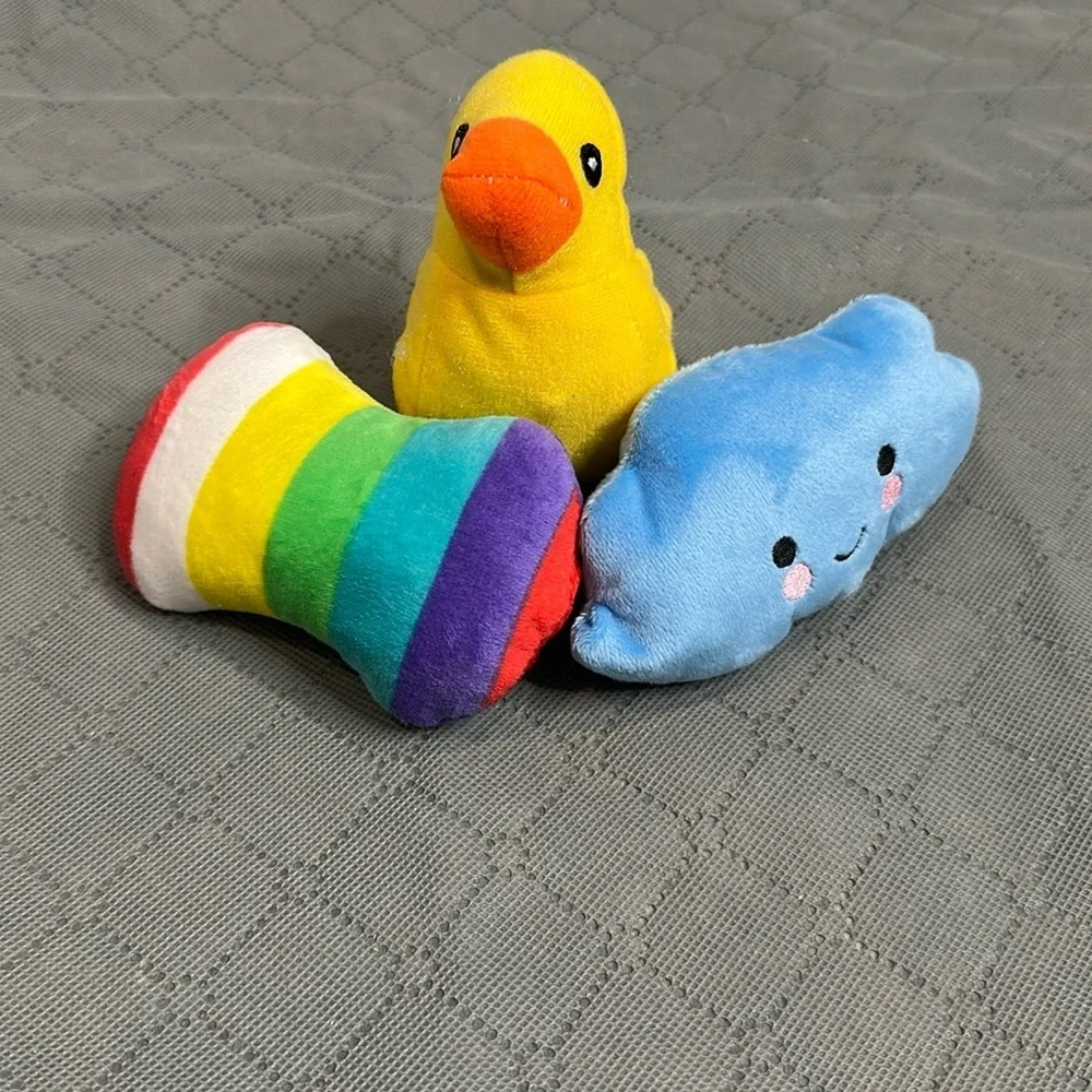 Vibrant Plush Cat Toy Set with Duck Cloud Rainbow toy set of 3 NWT